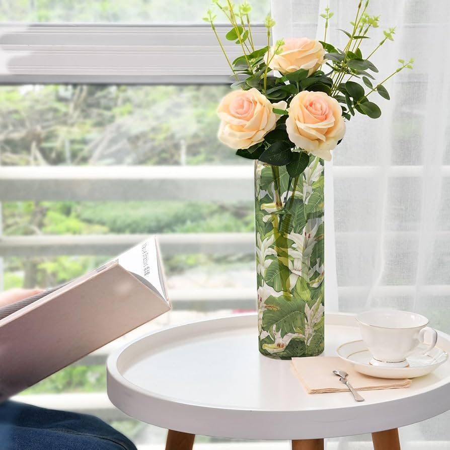 JOICE ON THE TABLE 花瓶 Amazon.com: J JOYSAY Banana Leaf White Flower Flower Vase